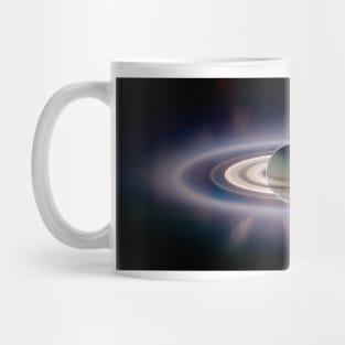 Saturn silhouetted, Cassini image (R390/0177) Mug